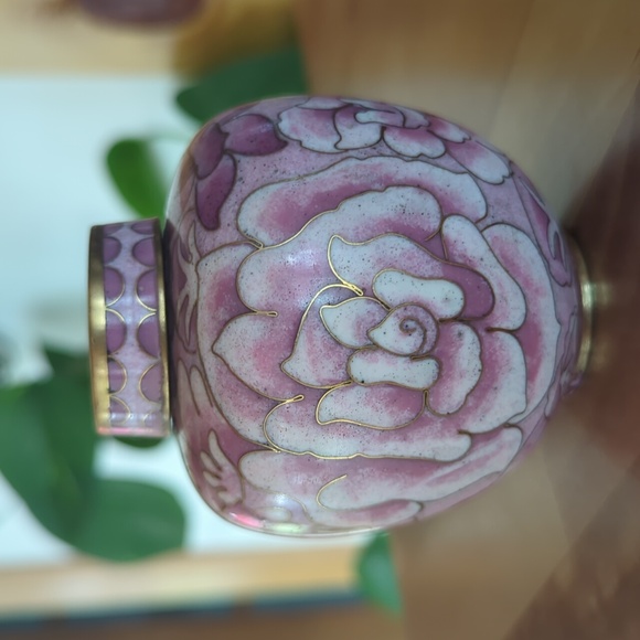 Other - Vintage Pink Floral Cloisonné Vase/Jar
